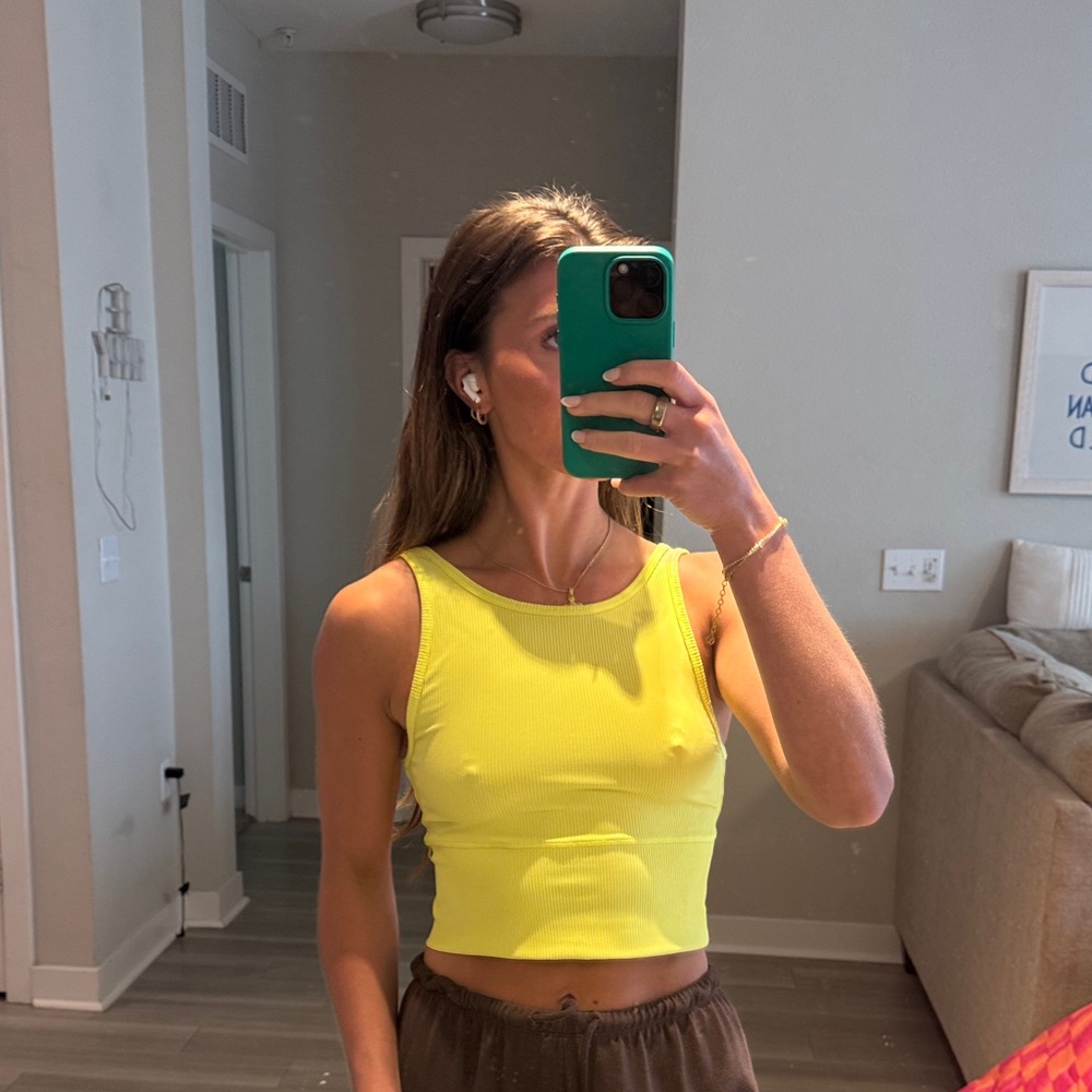 lululemon athletica Neon Yellow Ribbed Crop Tank
